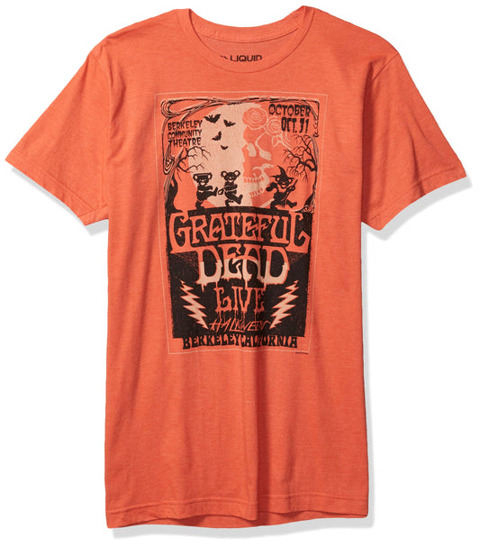 Liquid Blue Unisex Adult Grateful Dead Berkeley Moon Live Halloween Tee T Shirt, Orange, Large US