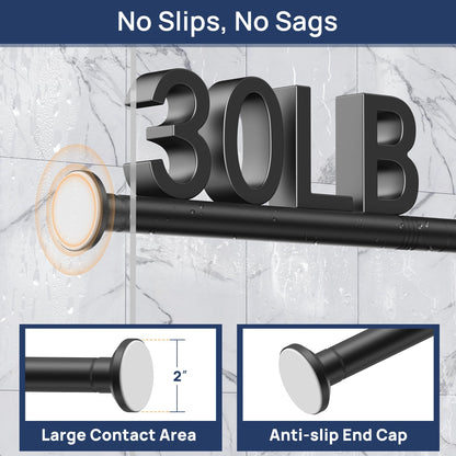 Matte Black Shower Curtain Rod Tension 30 to 76 Inches Never Rust Non-Slip Spring Tension Shower Rod No Drilling Stainless Steel Curtain Pole Use Bathroom, Closet, Window, Room Divider 🍁 All In One Marketplace Canada