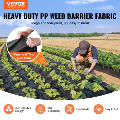 VEVOR Weed Barrier Landscape Fabric, 4*50FT Heavy Duty Garden Weed Fabric, Woven PP Weed Control Fabric, Driveway Fabric, Geotextile Fabric for Landscaping, Ground Cover, Weed Blocker Weed Mat, Black 🍁 All In One Marketplace Canada