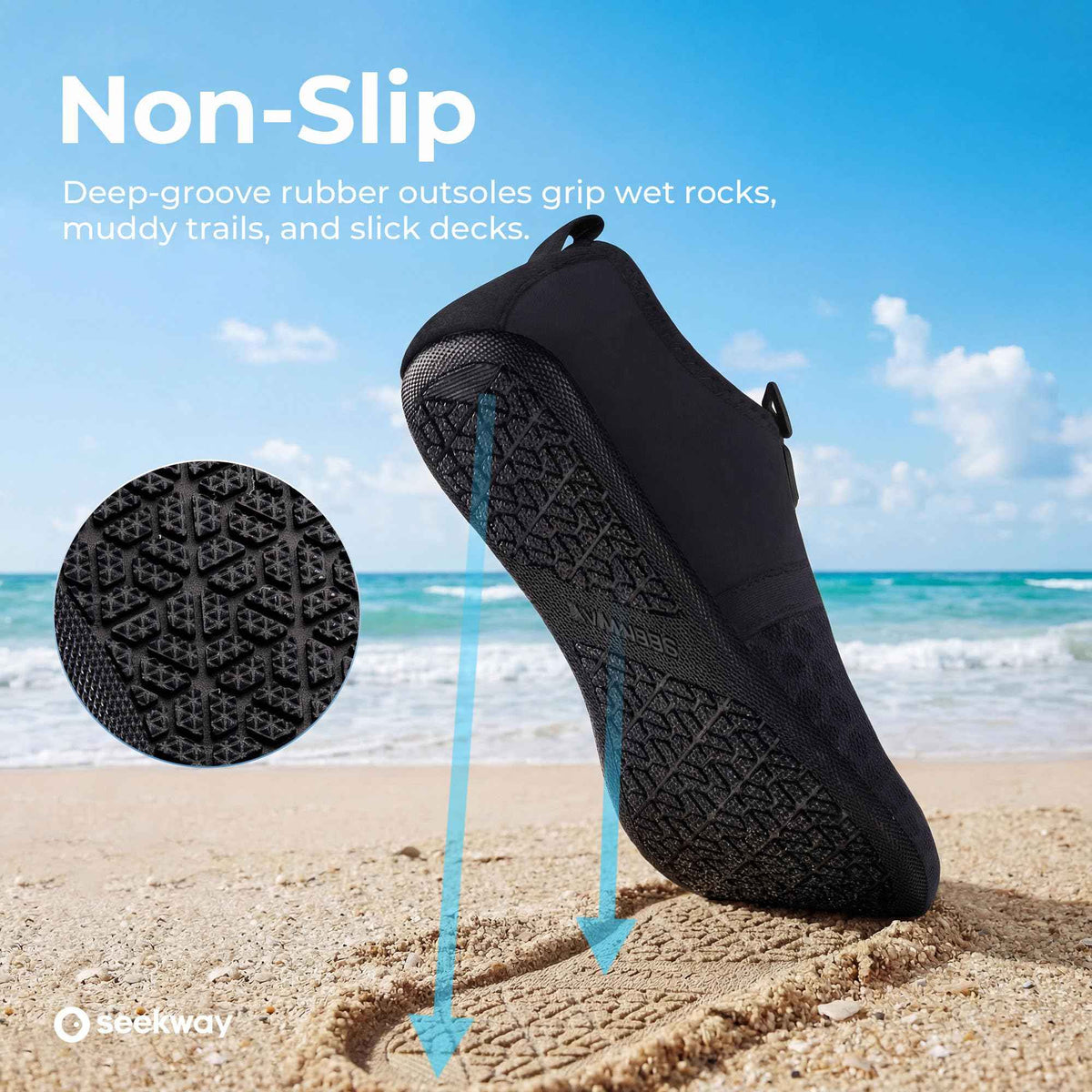 SEEKWAY Water Shoes Women Men Quick-Dry Beach Aqua Socks Barefoot Non Slip Swim Pool Outdoor Surf River Lake Yoga SK001 Black Size 10-11 W/9-10 M 🍁 All In One Marketplace Canada