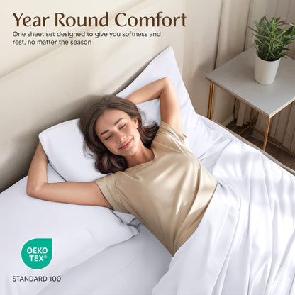 Utopia Bedding Queen Bed Sheets - 4 Piece Queen Size Cooling Sheet Set - Hotel Luxury Soft Breathable Microfiber, Oeko-TEX, Deep Pocket Easy Fit & Care, Fade & Wrinkle Resistant, White 🍁 All In One Marketplace Canada
