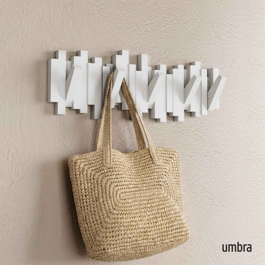 Umbra Sticks Wall-Mounted Coat Rack Rail Hook with 5 Retractable Pegs – Modern, Space-Saving Storage Organizer, White 🍁 All In One Marketplace Canada