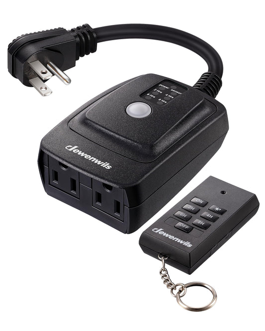 DEWENWILS Outdoor Light Timer Waterproof, Plug in Sensor Outlet Timer Switch, 100 ft Range Remote Control with 2 Grounded Electrical Outlets for Yard Landscape Holiday Light, 15A 1/2HP UL Listed 🍁 All In One Marketplace Canada