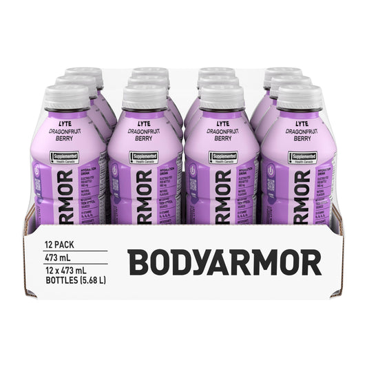 BODYARMOR Lyte Dragonfruit Berry, 473 mL Bottles (12 Pack) – Low-Calorie Sports Hydration Drink with Coconut Water, Potassium-Packed Electrolytes and Antioxidant Vitamins 🍁 All In One Marketplace Canada