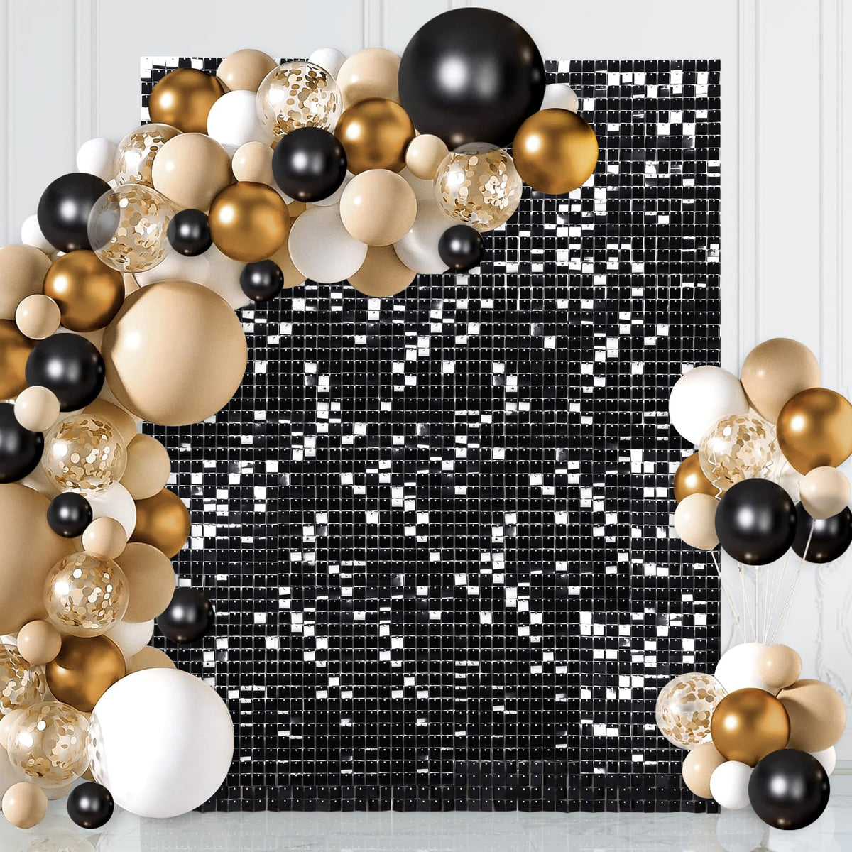 Black Sequin Backdrop Panels 3ftx6ft Glitter Shimmer Wall Background Graduation Party Backdrop for Birthday Anniversary Halloween Engagement Glitter Decor