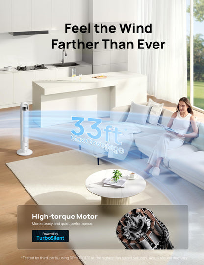 DREO Smart Tower Fan for Bedroom, 90° Oscillating Standing Fans for Room with 4 Speeds, 4 Modes, 25dB Quiet for Sleep, 25ft/s Velocity, 8H Timer, Remote/App/Voice Control for Living Room, Office, Home 🍁 All In One Marketplace Canada