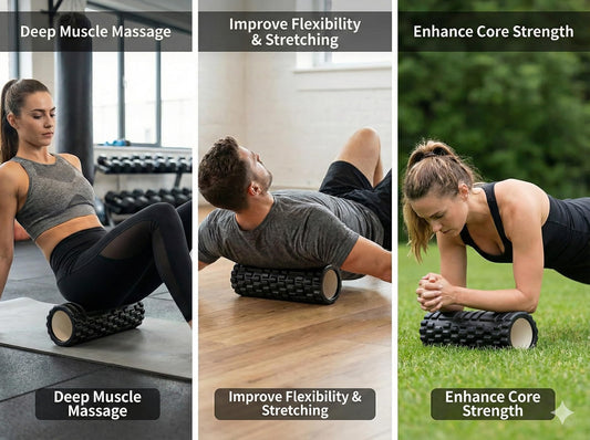 Kunova 13" Deep Tissue Grid Yoga Fitness EVA Massage Foam Roller with Carrying Bag Medium Density Deep Tissue Massager for Muscle Massage and Myofascial Trigger Point Release 🍁 All In One Marketplace Canada