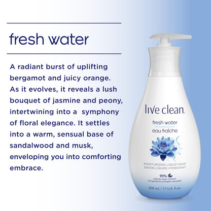Live Clean Fresh Water Hydrating Liquid Hand Soap, 500 ml (Pack of 4)(Packaging may vary) 🍁 All In One Marketplace Canada