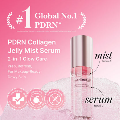 medicube Pink PDRN Collagen Glow Jelly Mist Serum | Dual-Texture Mist Serum with Niacinamide, Glutathione, Ceramide & Hyaluronic Acid | Lightweight for Deep Hydration, Radiance & Plump-Looking Skin 🍁 All In One Marketplace Canada