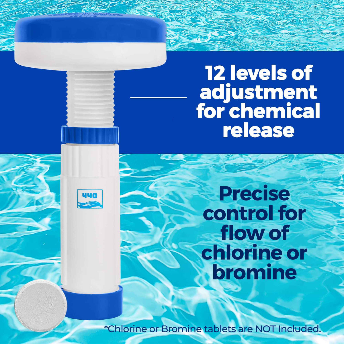 440 Mini Premium Floater Dispenser for Spa, Hot Tub and Small Pools for 1 Inch Chlorine or Bromine Tablets. (Tablets NOT Included) Adjustable Chemical Float from 0 to 13 Flow Control 🍁 All In One Marketplace Canada