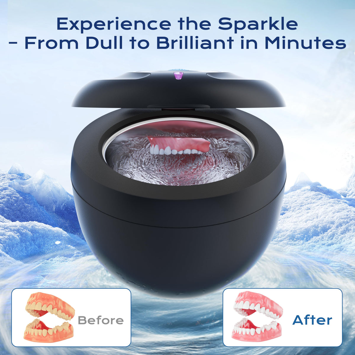 Ultrasonic Retainer Cleaner(2026 Upgraded), 45kHz Cleaning Machine for Dentures, Mouth Guards, Braces, Toothbrush & Jewelry, 200ML Denture Cleaner with 4 Modes for Denture Appliances 🍁 All In One Marketplace Canada