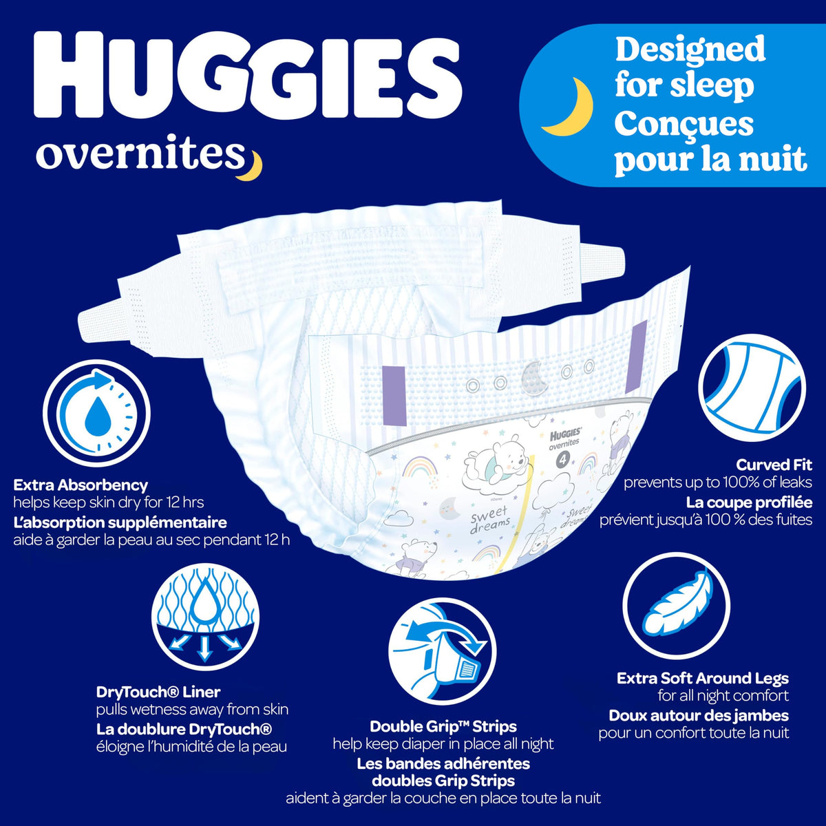 Huggies Overnites Size 3 Overnight Diapers (16-28 lbs), 66 Ct 🍁 All In One Marketplace Canada