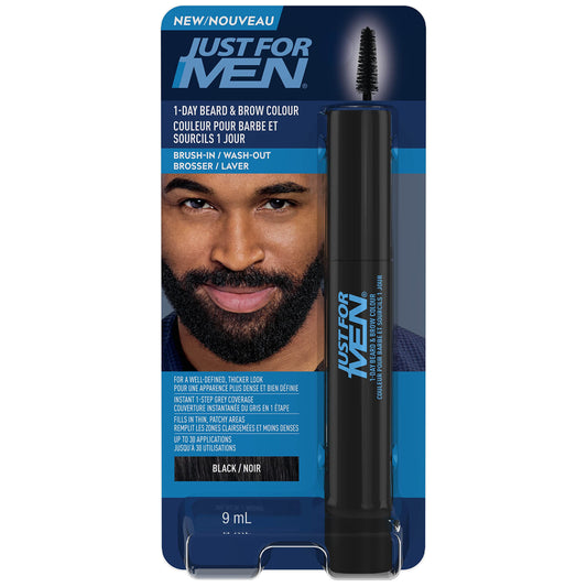 Just for Men 1-Day Beard & Brow Color, Temporary Color for Beard and Eyebrows, For a Fuller, Well-Defined Look, Up to 30 Applications, Black (1 Count) 🍁 All In One Marketplace Canada