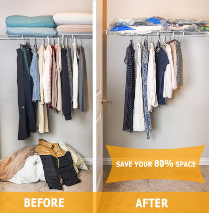Vacuum Storage Bags 6 Large, Space Saver Sealer Bags, Airtight Compression Bags for Clothes, Pillows, Comforters, Blankets, Bedding 🍁 All In One Marketplace Canada