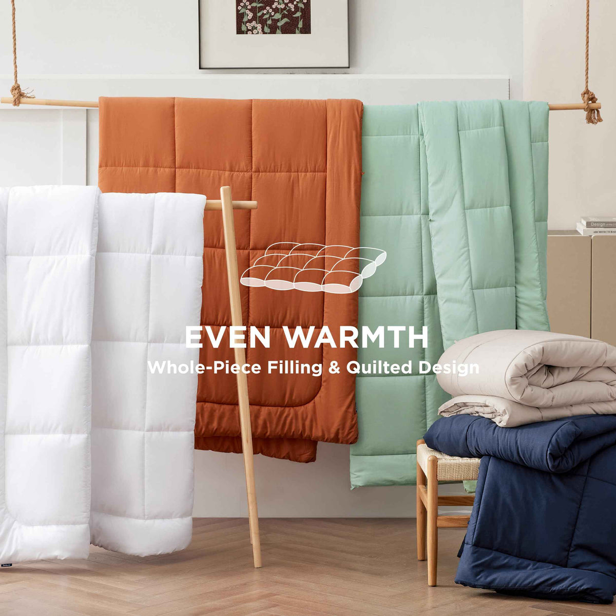 Bedsure White Duvet Insert Queen - Quilted Comforters Queen Size, All Season Duvet, GentleSoft Down Alternative Bedding, with 8 Tabs, Gifts for Women/Men, White, Queen 88 x 88 Inches 🍁 All In One Marketplace Canada