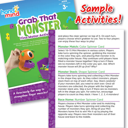 hand2mind Grab that Monster Fine Motor Activity Set, Occupational Therapy Toys, Fine Motor Skills Toys for Toddlers, Pincer Grasp Toys, Play Therapy Games for Kids, Halloween Toys for Kids 3-5