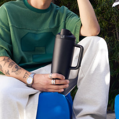 Owala FreeSip Tumbler Insulated Stainless Steel Water Bottle with Built-in Straw and Side Handle, for Travel, Work, School, and Sports, 40oz, BPA Free, Leak Proof, Foggy Tide 🍁 All In One Marketplace Canada