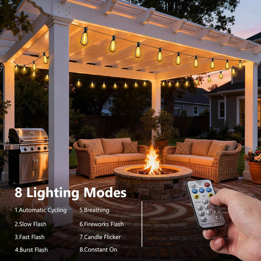 Lomotech Solar String Lights Outdoor Waterproof, 50FT 17+2 LED Shatterproof ST38 Bulbs, Solar String Lights with Remote & Timer, USB & Solar Powered Patio Lights for Outside Backyard Garden Porch 🍁 All In One Marketplace Canada