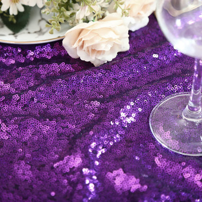 B-COOL Purple Sequin Tablecloth 60x102 Inch Sparkly Kitchen Cloth Glitter Table Drape Overlay for Wedding Halloween Birthday Party Decorations