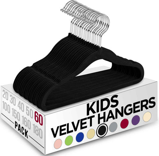 Utopia Home Baby Velvet Hangers 50 Pack, Non-Slip Baby Hangers for Kids, Infants & Toddler, Space Saving with 360-Degree Swivel Hook, Durable Small Clothes Hanger, (Black) 🍁 All In One Marketplace Canada