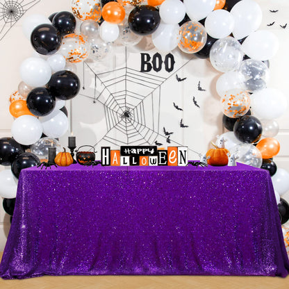 B-COOL Purple Sequin Tablecloth 60x102 Inch Sparkly Kitchen Cloth Glitter Table Drape Overlay for Wedding Halloween Birthday Party Decorations