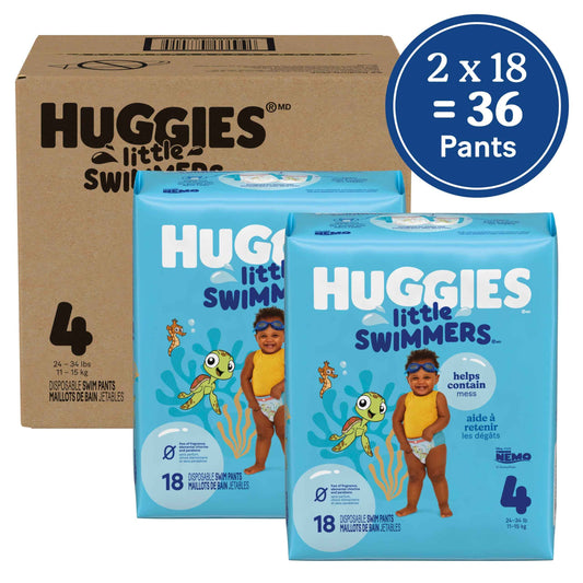HUGGIES Disposable Swim Diapers - Size 4 Medium, Huggies Little Swimmers, 36 ct 🍁 All In One Marketplace Canada