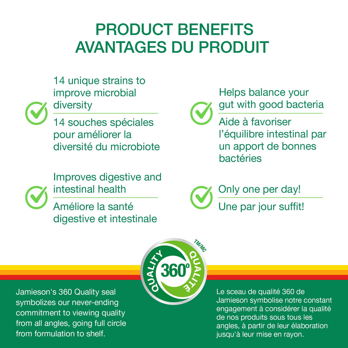 Jamieson Probiotic 10 Billion CFU, 60 Veggie Capsules, Daily Maintenance, Intestinal & Digestive Health. 14 Unique Strains to Improve Microbial Diversity, Bifidobacterium and Lactobacillus, Non-GMO 🍁 All In One Marketplace Canada
