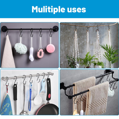 17 Pcs S Hooks for Hanging, Heavy Duty S Shaped Hooks Black, Kitchen Hooks, Closet Rod S Hanger Hooks for Plants, Pots, Towels and Bags, with Safety Buckle Design, 3.5 Inch 🍁 All In One Marketplace Canada