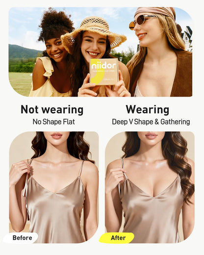 Niidor Adhesive Bra Strapless Sticky Invisible Push up Silicone Bra for Backless Dress with Nipple Covers Nude (C Cup) 🍁 All In One Marketplace Canada