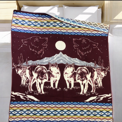 OLDTRIBES™ Wolf Pack Reversible Alpaca Blanket