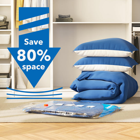 Vacuum Storage Bags 6 Large, Space Saver Sealer Bags, Airtight Compression Bags for Clothes, Pillows, Comforters, Blankets, Bedding 🍁 All In One Marketplace Canada