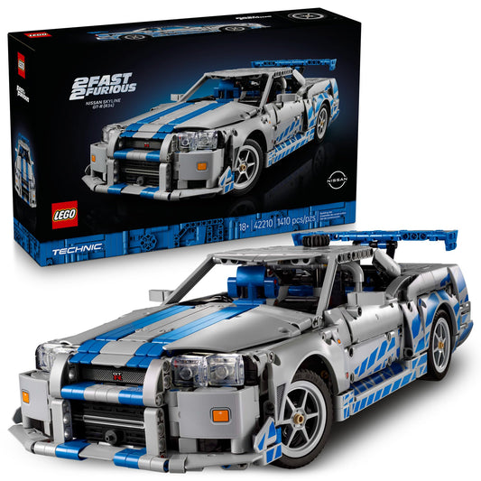LEGO Technic 2 Fast 2 Furious Nissan Skyline GT-R (R34) Car - DIY Kit and Building Set for Adults - Collectible Model Street Racer with Drift Function - Gift for Car Enthusiasts and Movie Fans - 42210 🍁 All In One Marketplace Canada
