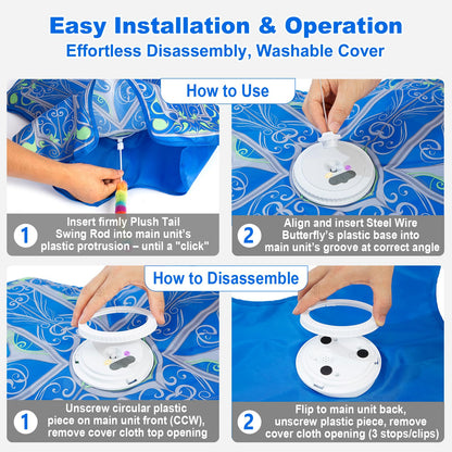 Qraxond Interactive Cat Toys for Indoor Cats,[Newly Upgraded] Rechargeable Touch Activated Hide and Seek Kitten Toy with Fluttering (Blue Cover Cloth Toy) 🍁 All In One Marketplace Canada