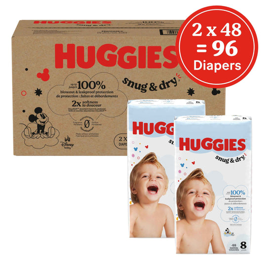 Huggies Size 8 Diapers, Snug & Dry Baby Diapers, Size 8 (45+ lbs), 96 Count (2 Packs of 48), Packaging May Vary 🍁 All In One Marketplace Canada