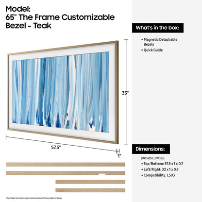 SAMSUNG 65-inch The Frame Customizable Bezel - Modern Teak (VG-SCFH65TKBZA) [Canada Version] (Compatible with All Frame Models 2021 Onwards)