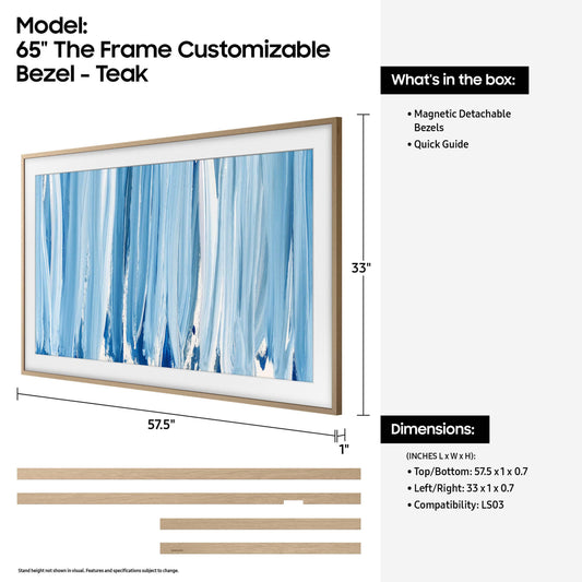 SAMSUNG 65-inch The Frame Customizable Bezel - Modern Teak (VG-SCFH65TKBZA) [Canada Version] (Compatible with All Frame Models 2021 Onwards)
