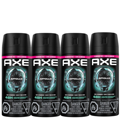 AXE Apollo Deodorant Body Spray, for long-lasting odour protection, Sage & Cedarwood, Aluminum-free Deodorant, 113g (Pack of 4) 🍁 All In One Marketplace Canada