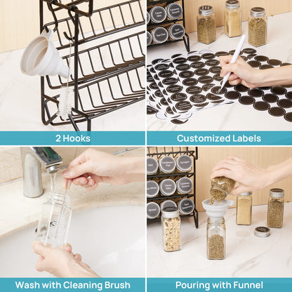 Vtopmart Spice Rack Organizer for Cabinet, 4 Tier Spice Organizer with 28 Empty Spice Jars and 432 Blank Labels, Seasoning Organization for Countertop, Cabinet, Kitchen, Pantry, Cupboard 🍁 All In One Marketplace Canada