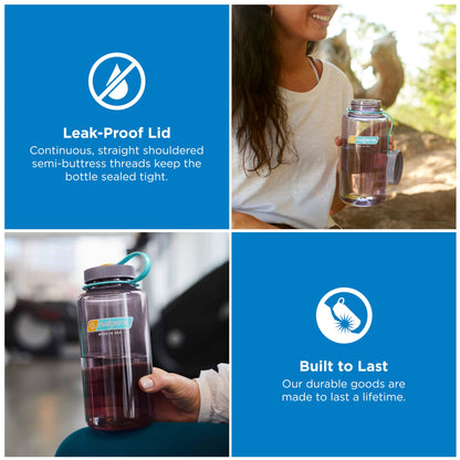 Nalgene Sustain Tritan BPA-Free Water Bottle Made with Material Derived from 50% Plastic Waste, 32 OZ, Wide Mouth, Aubergine 🍁 All In One Marketplace Canada