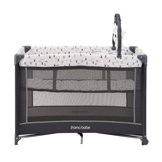 Pamo Babe Portable Baby Playpen, Lightweight Travel Playard with Mattress and Wheels (Rabbit) 🍁 All In One Marketplace Canada