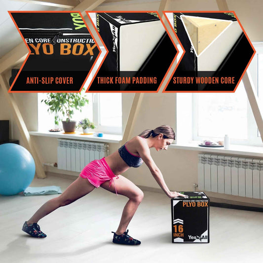 Yes4All 3 in-1 Soft Plyo Box, Model Foam Core, Wooden Core, Foam Box for Exercise, MMA, Training, Available in 4 Sizes 🍁 All In One Marketplace Canada