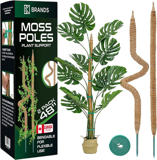 K-Brands 2 Pack 48 Inches Bendable Moss Pole Monstera Plant Support for Climbing Indoor Plants - Stakes for Potted Climbers - Tall Sticks Indoor Trellis for Houseplants - Accessories for Monstera Pot 🍁 All In One Marketplace Canada