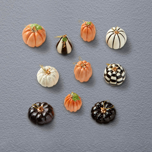 Lenox Pumpkin 10-Piece Mini Porcelain Halloween Hanging Ornament Set