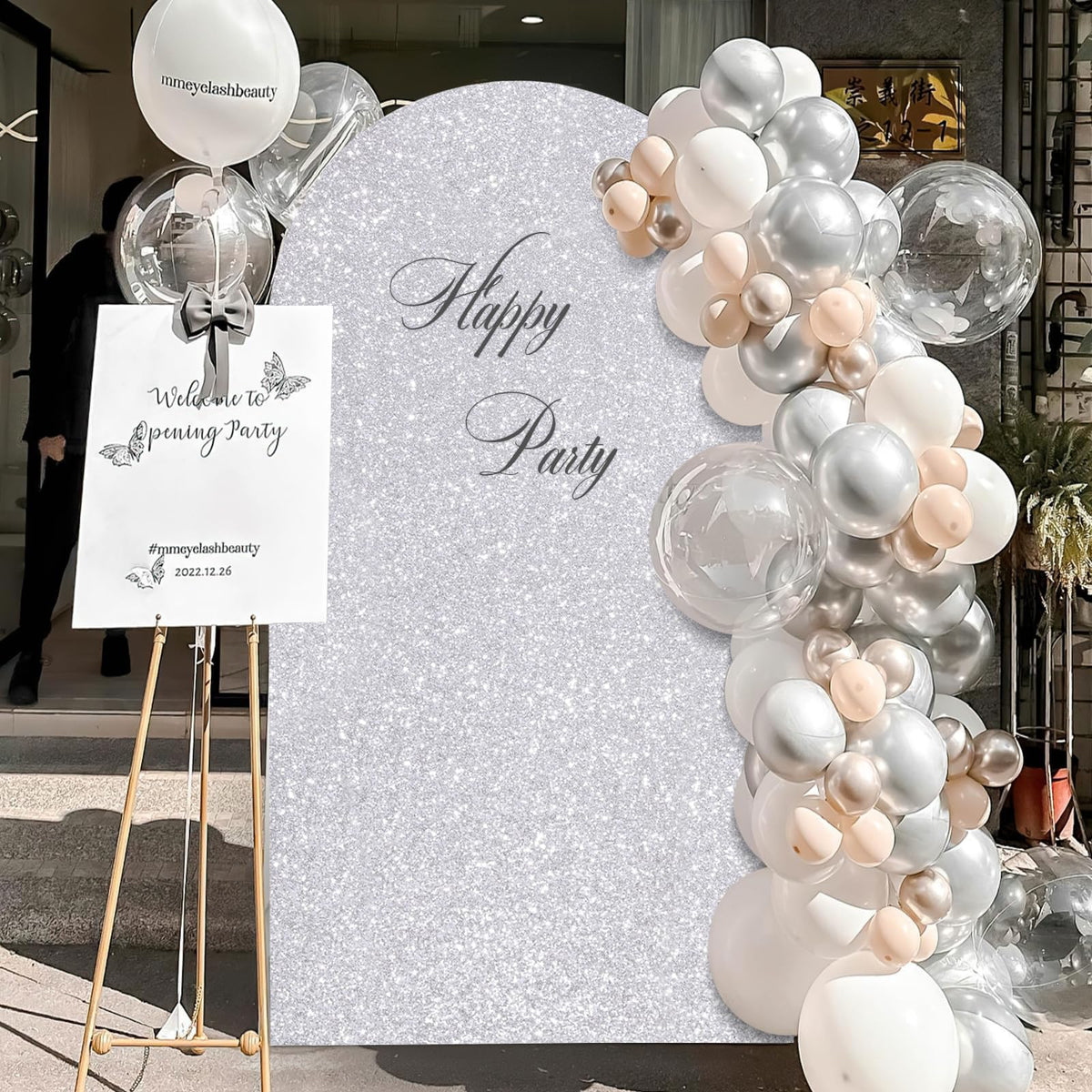 Arch Cover Sequin Arch Backdrop Covers Spandex Fitted Fabric Covers for Party Halloween Birthday Ceremony Decoration