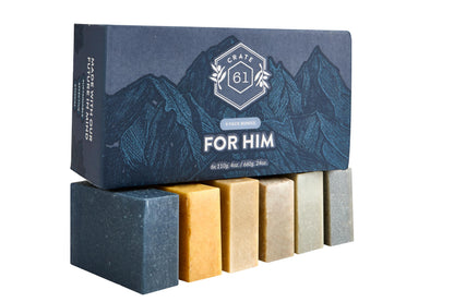 Crate 61, Vegan Natural Bar Soap, Handmade Soap With Premium Essential Oils, Cold Pressed Face And Body Bar Soap For Men And Women 6 Pack (For Him) 🍁 All In One Marketplace Canada