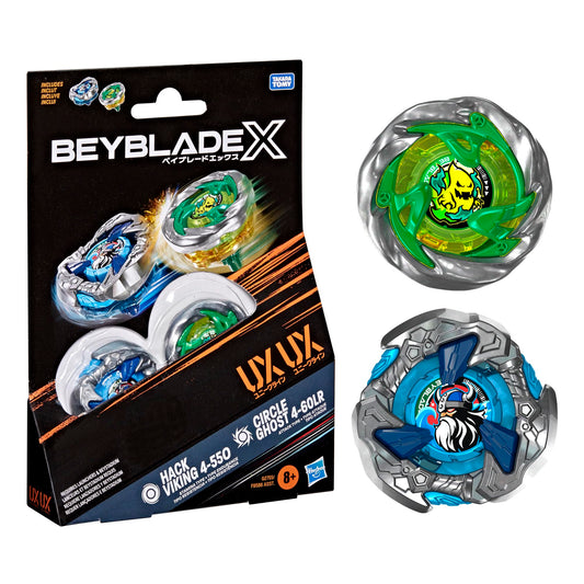 Beyblade X Circle Ghost 4-60LR UX & Hack Viking 4-55O UX Takara Tomy Dual Pack Set with 2 Right-Spinning Tops, Battling Tops Game Toys, Ages 8+ 🍁 All In One Marketplace Canada