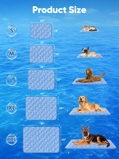 【Upgraded】Rywell Extra Large Dog Cooling Mat 44"x32" Thickened Self-Cooling Pad for Large Dogs, Arc-Chill Waterproof Non-Slip, Washable Pet Cooling Bed Mat for Crate, Sofa, Kennel, Grey,Q-Max>0.5 Blue 🍁 All In One Marketplace Canada