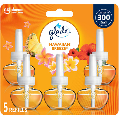 Glade PlugIns Air Freshener Oil Refill, Scented and Essential Oils for Home and Bathroom, Hawaiian Breeze, 5 Refills 🍁 All In One Marketplace Canada