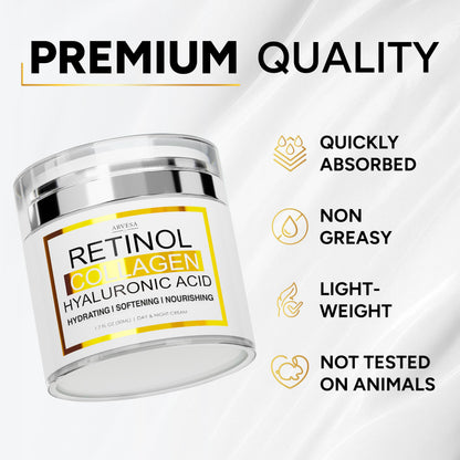 Retinol Cream for Face - Face Moisturizer with Hyaluronic Acid, Collagen - Lightweight Day and Night for Women and Men - Facial Cream, Neck & Décolleté - Non-Comedogenic, 50 ML 🍁 All In One Marketplace Canada