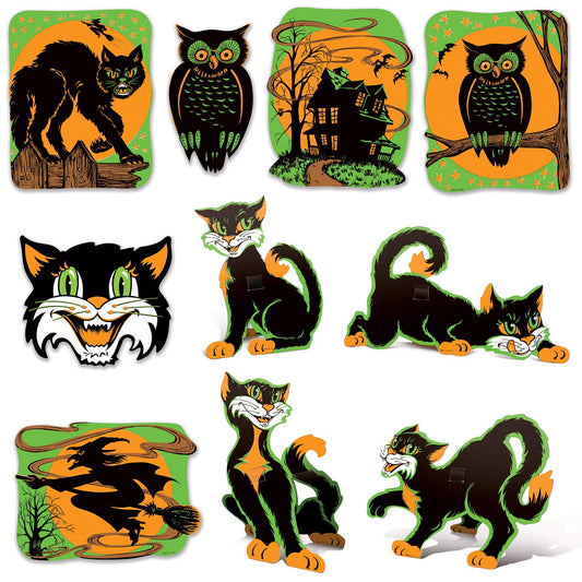 Beistle Vintage Halloween Fluorescent Cutouts 20 Piece, 8.5" - 13.75", Multicolor